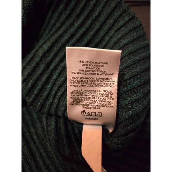 Express Women's Green Ribbed Long Sleeve Crewneck Sweater Size SP - Picture 3 of 7